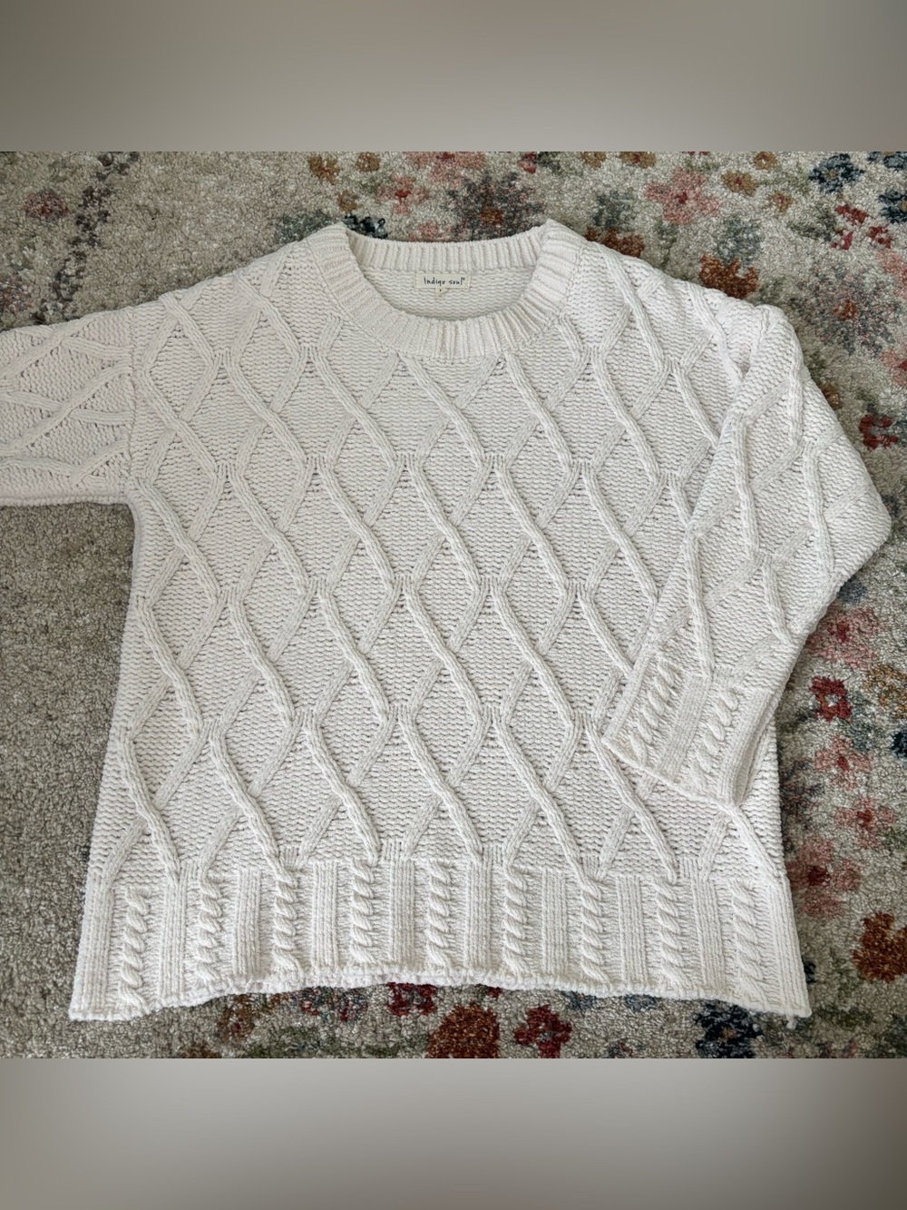 indigo soul Cream Cable Knit Sweater